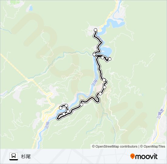 祖山線（祖山方面3便） バスの路線図
