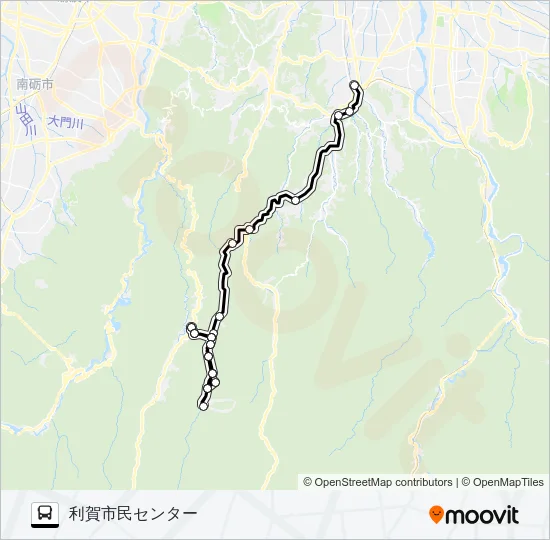 利賀八尾線(上百瀬方面) Bus Line Map