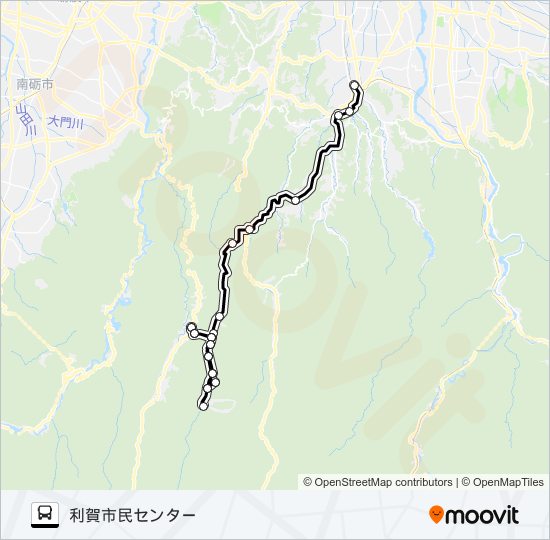 利賀八尾線(上百瀬方面) バスの路線図