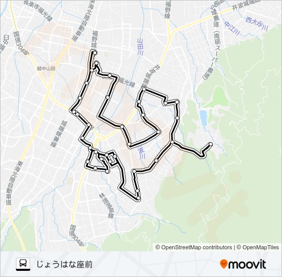 城端東回り線（1-2便） bus Line Map