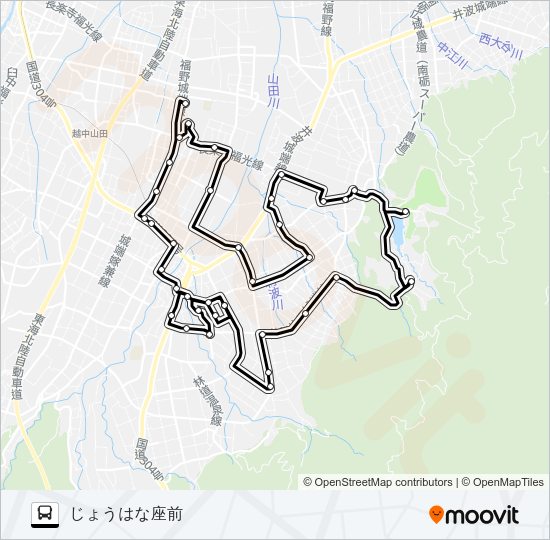 城端東回り線（3-5便） Bus Line Map