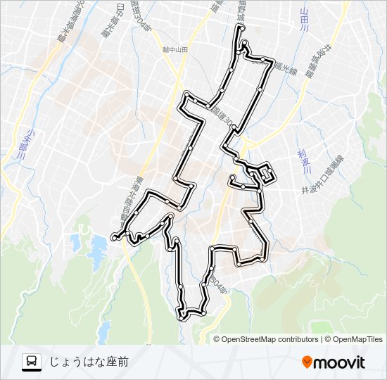 城端西回り線（4-5便） バスの路線図