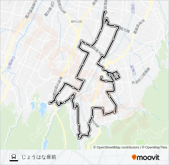 城端西回り線（4-5便） バスの路線図