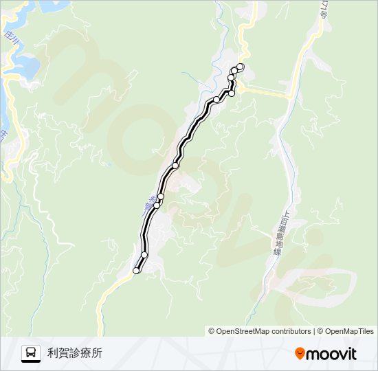 村内線（上利賀方面1便） bus Line Map