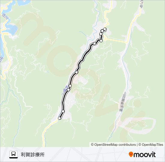 村内線（上利賀方面1便） bus Line Map