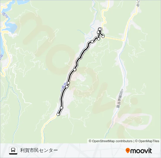 村内線（上利賀方面2便） バスの路線図