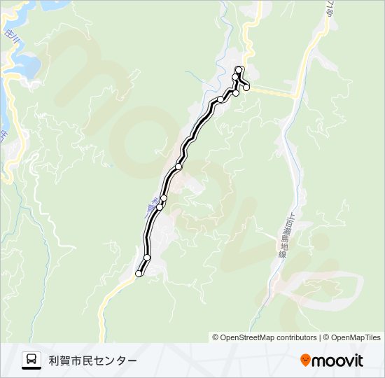 村内線（上利賀方面2便） バスの路線図