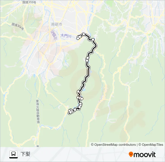 下梨井波線(下梨方面2便) Bus Line Map
