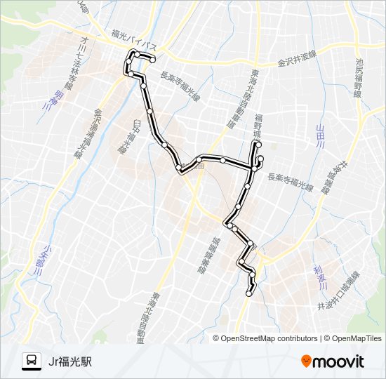 南砺中央病院線(福光方面) バスの路線図