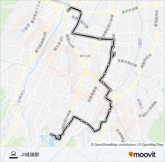 城端さくら線（福光駅経由） バスの路線図