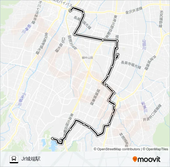 城端さくら線（福光駅経由） バスの路線図