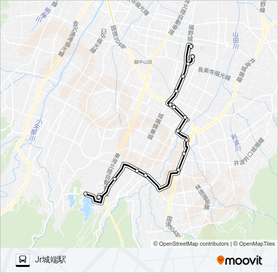 城端さくら線（南砺中央病院経由） Bus Line Map