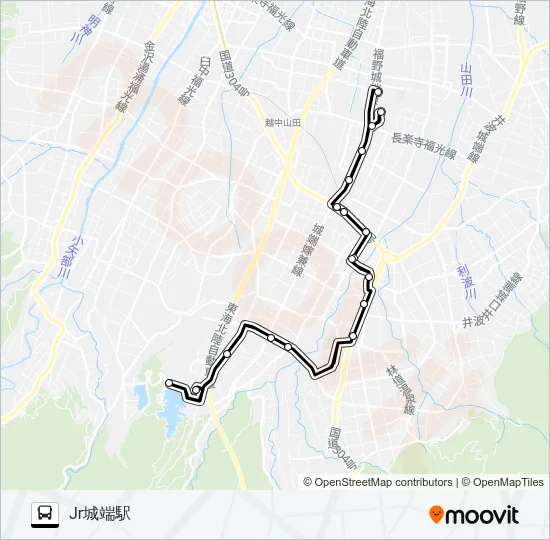 城端さくら線（南砺中央病院経由） Bus Line Map