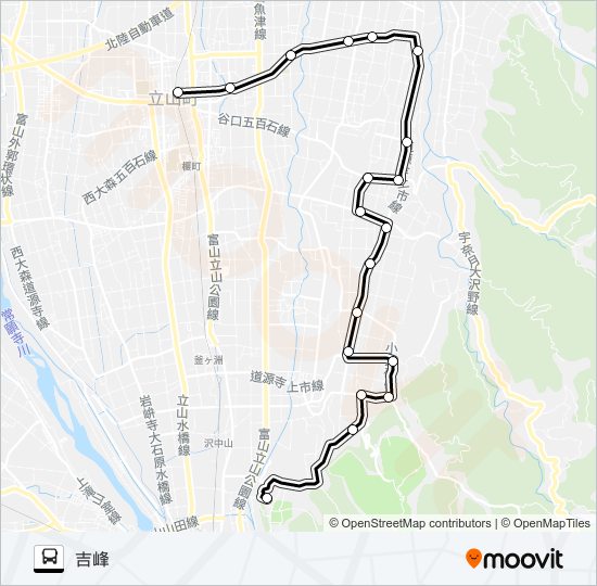 吉峰（五百石駅→吉峰） バスの路線図