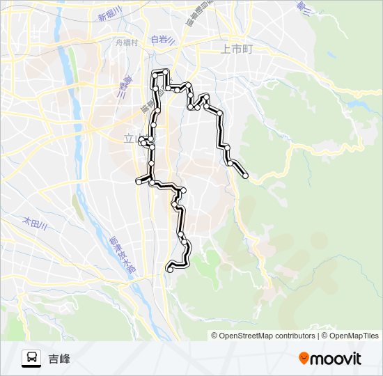 新川・下段（虫谷→吉峰） バスの路線図