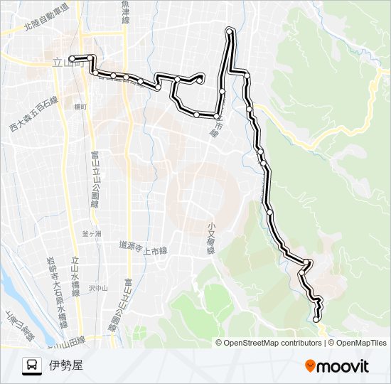 伊勢屋（五百石駅→伊勢屋） bus Line Map