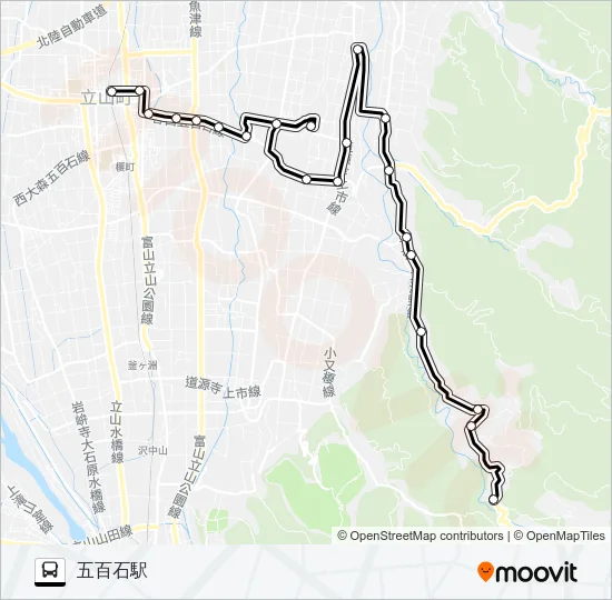 伊勢屋（伊勢屋→五百石駅） バスの路線図