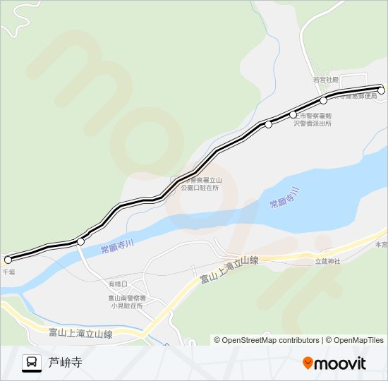 芦峅寺（千垣駅前→芦峅寺） バスの路線図