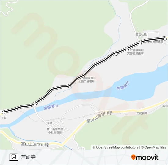 芦峅寺（千垣駅前→芦峅寺） バスの路線図