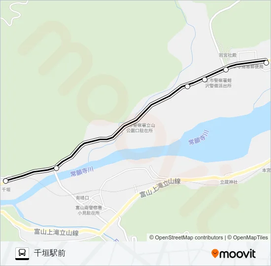 芦峅寺（芦峅寺→千垣駅前） バスの路線図