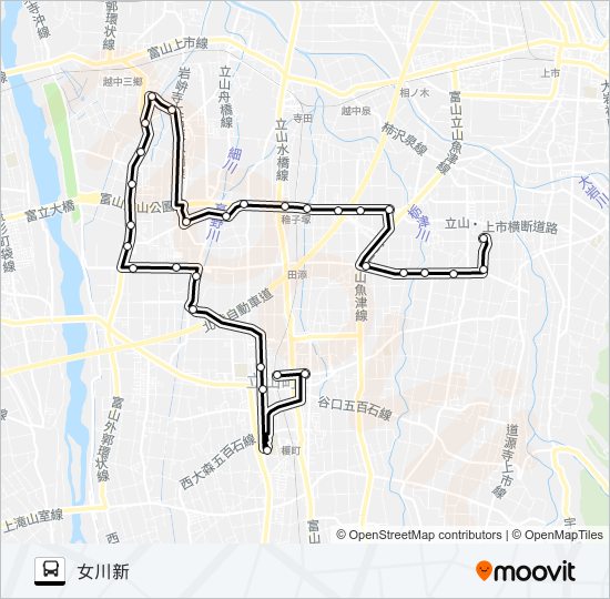 北部循環（五百石駅→女川新） bus Line Map