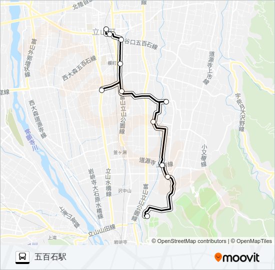 新川・下段（吉峰→五百石駅） bus Line Map