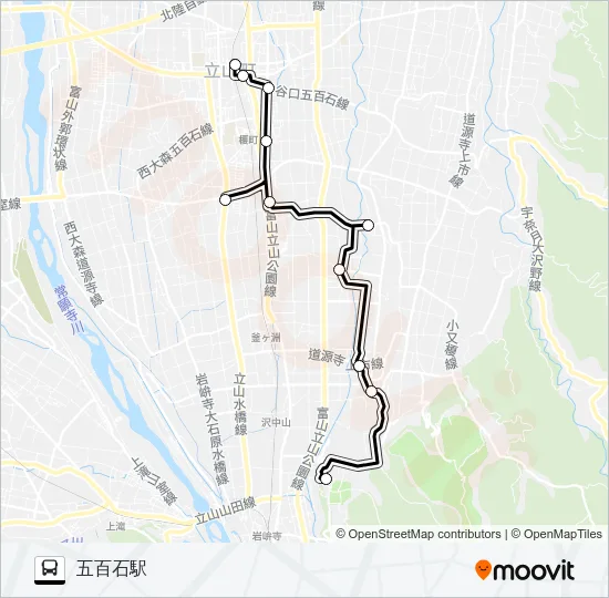 新川・下段（吉峰→五百石駅） バスの路線図