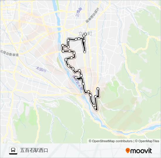 利田・大森（吉峰→五百石駅西口） バスの路線図