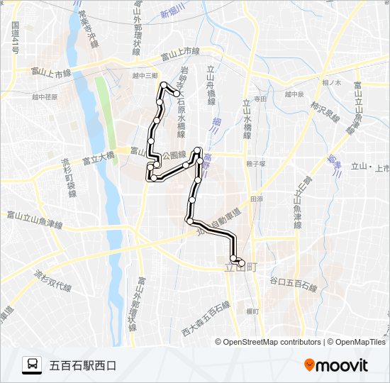 利田・大森（塚越→五百石駅西口） bus Line Map