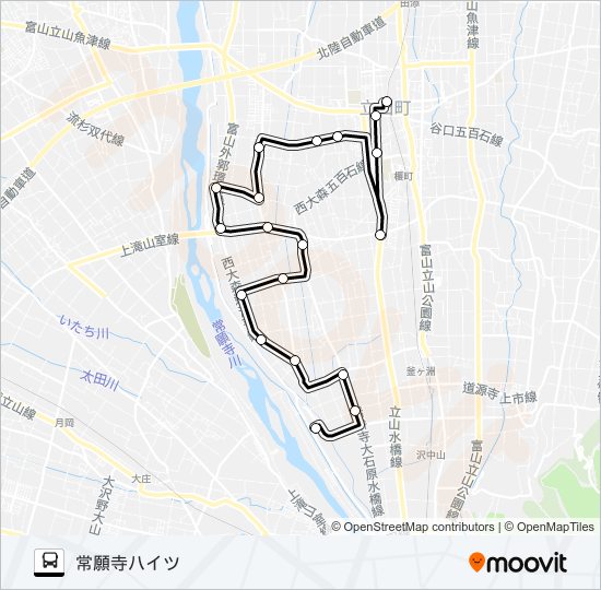 利田・大森（五百石駅西口→常願寺ハイツ） バスの路線図