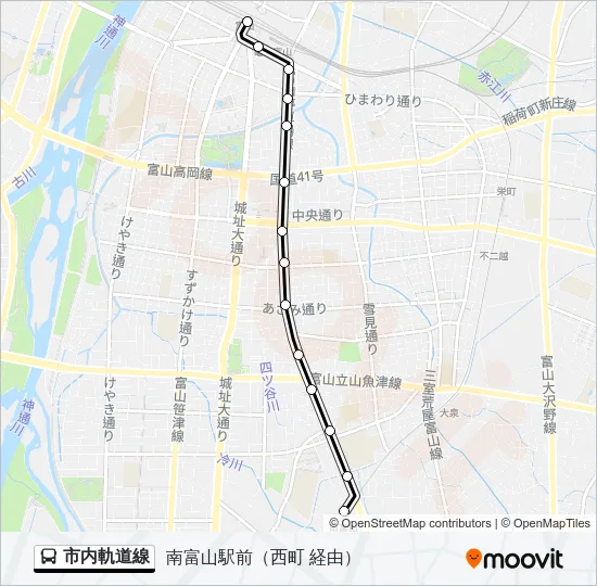 市内軌道線 バスの路線図