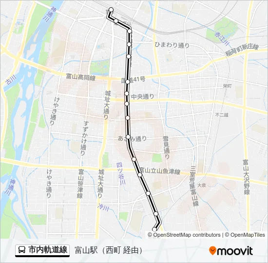 市内軌道線 バスの路線図