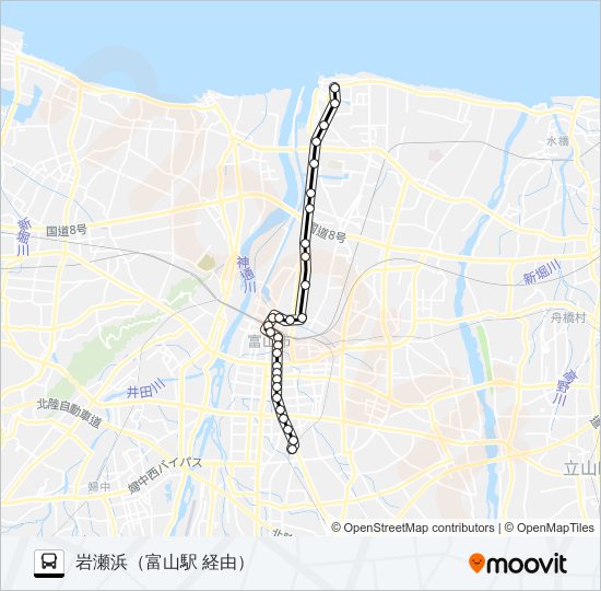 富山港線（南富山） bus Line Map
