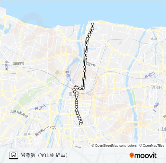 富山港線（南富山） バスの路線図