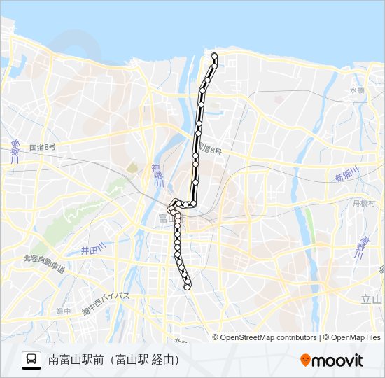 富山港線（南富山） の路線図