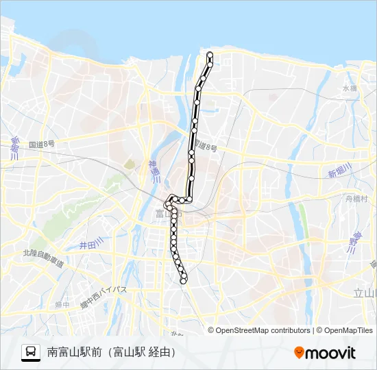 富山港線（南富山） バスの路線図