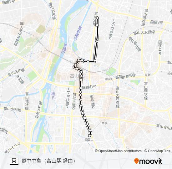 富山港線（南富山） の路線図