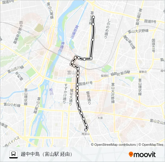 富山港線（南富山） バスの路線図