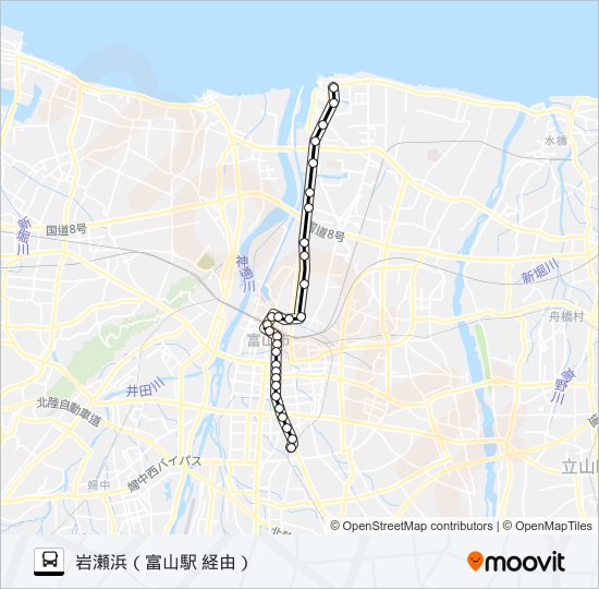 富山港線（南富山） バスの路線図