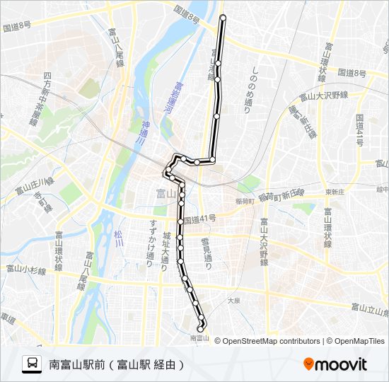 富山港線（南富山） バスの路線図