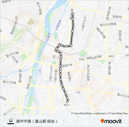 富山港線（南富山） バスの路線図