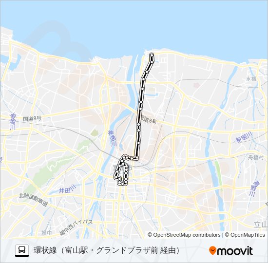 富山港線（環状線）  Line Map