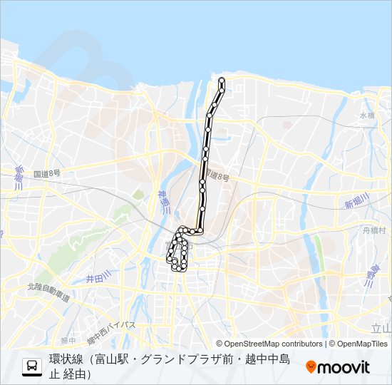 富山港線（環状線） の路線図