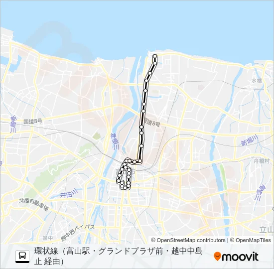 富山港線（環状線） バスの路線図