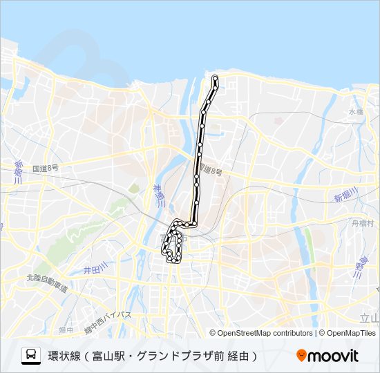 富山港線（環状線） バスの路線図