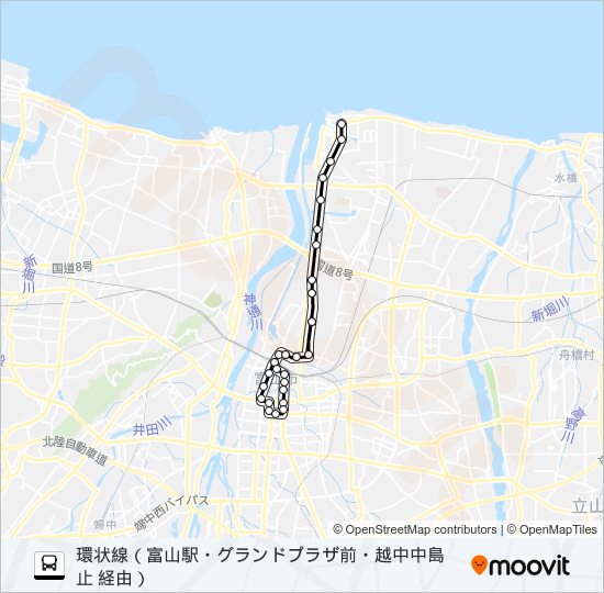 富山港線（環状線） の路線図