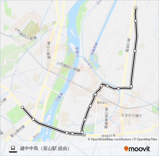 富山港線（富山大学前）  Line Map