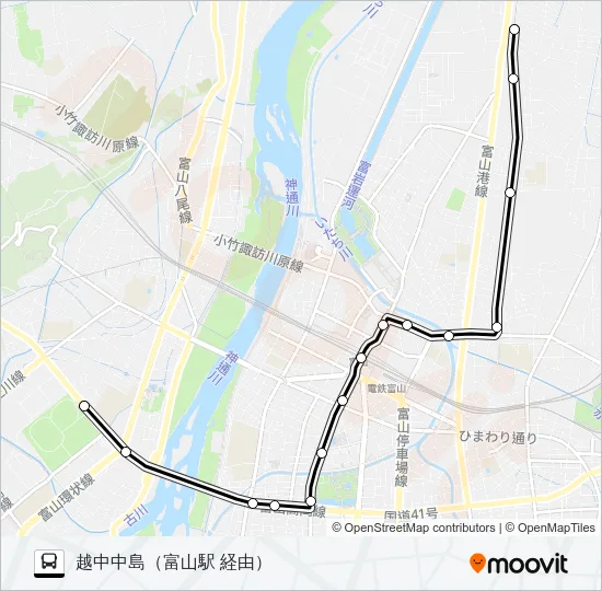 富山港線（富山大学前） Bus Line Map
