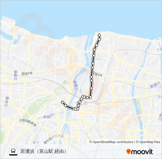 富山港線（富山大学前） Bus Line Map