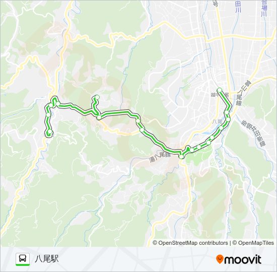 山田八尾線（八尾駅行き）  Line Map